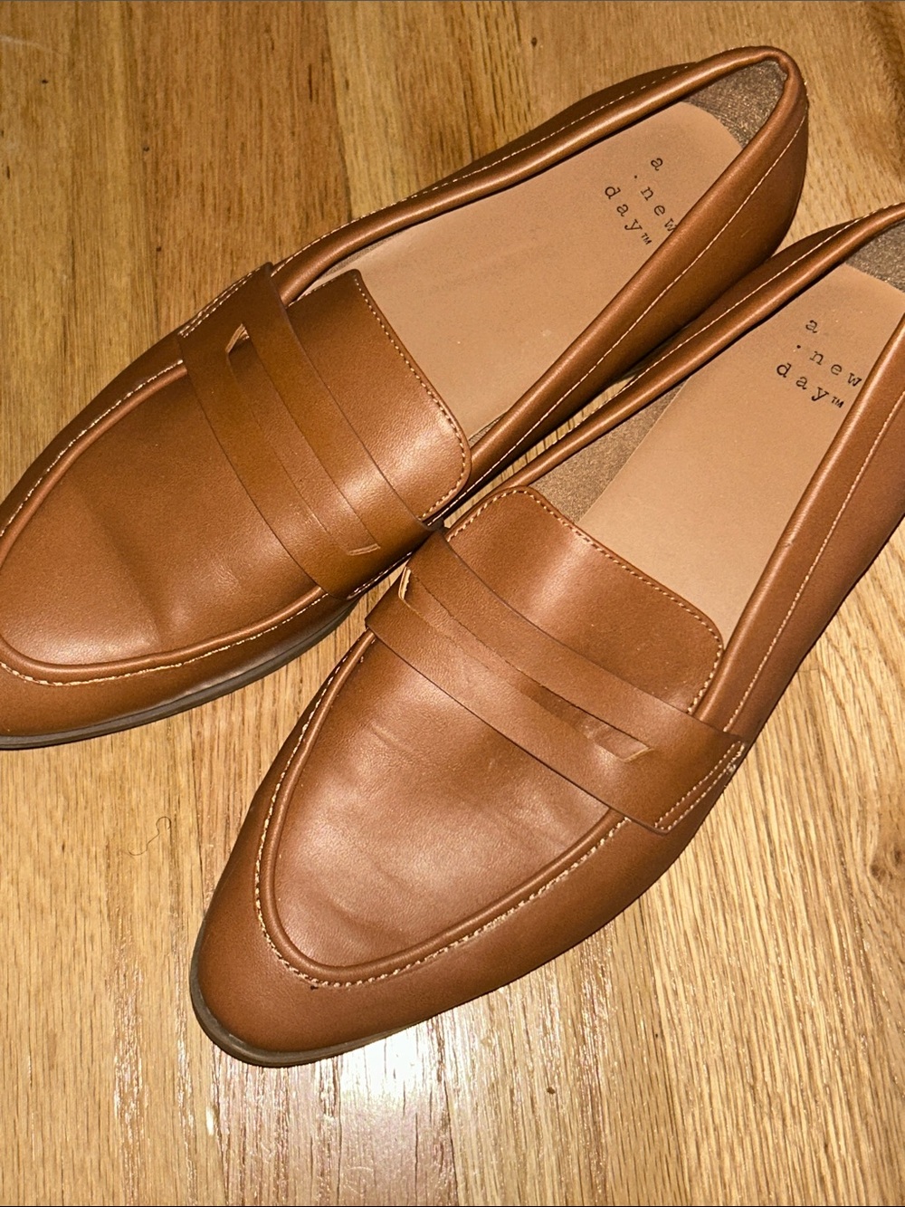 a new day women’s Tan Leather Penny Loafers